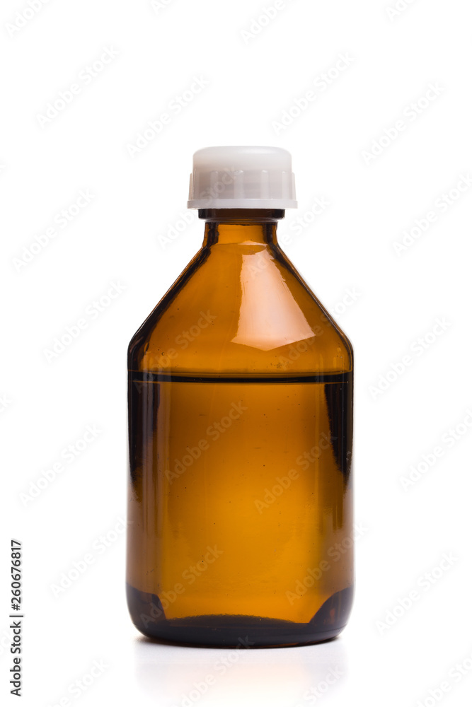 Medical glass bottle on a white background Medical glass bottle on a white background