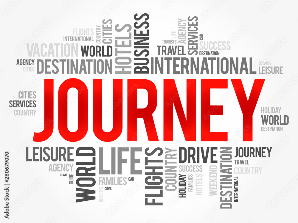 Fototapeta premium Journey word cloud collage, travel concept background