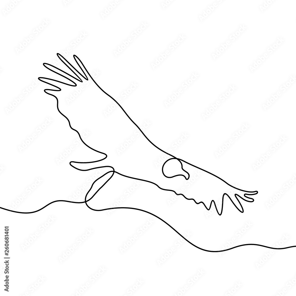 Flying vulture continuous line vector illustration Flying vulture continuous line vector illustration