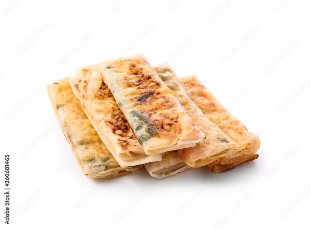 Tasty fried spring rolls on white background Tasty fried spring rolls on white background
