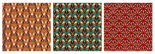 Set of geometric seamless pattern in african style