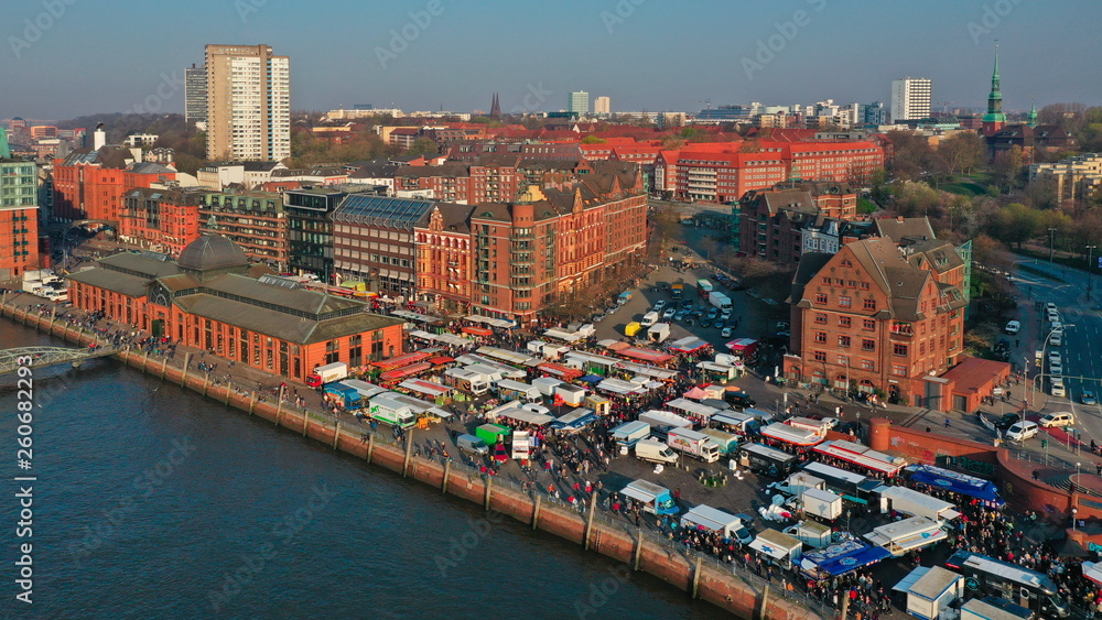 Hamburg Hafen Fischmarkt an der Fischauktionshalle Luftaufnahme