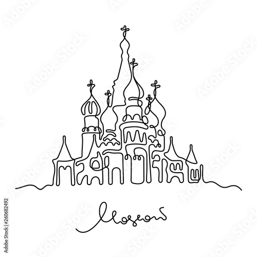 Moscow, Saint Basil's Cathedral continuous line vector illustration