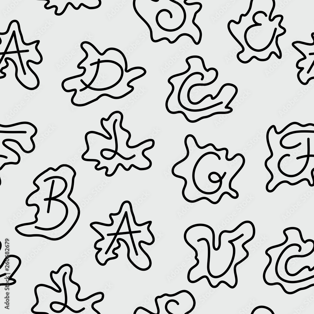 Letters and blots Hand drawn seamless background .Vector illustration Letters and blots Hand drawn seamless background .Vector illustration