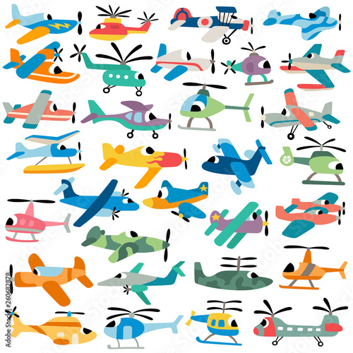 Cartoon helicopters vector set