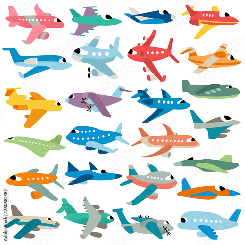 Cartoon planes vector set