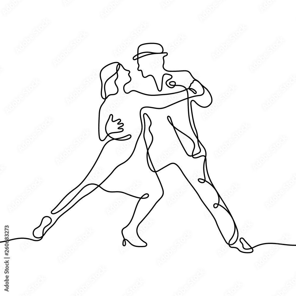 Fototapeta premium Tango continuous line vector illustration