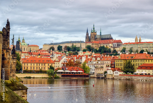 Prague  Bohemia  Czech Republic. Hradcany is the Praha Castle with churches  chapels  halls and towers from every period of its history