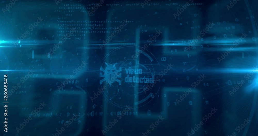 Virus detected hologram on digital background. Danger alert, worm, infection, cyber attack and warning abstract concept. Tunnel style, Futuristic loopable and seamless 3D animation. Virus detected hologram on digital background. Danger alert, worm, infection, cyber attack and warning abstract concept. Tunnel style, Futuristic loopable and seamless 3D animation.