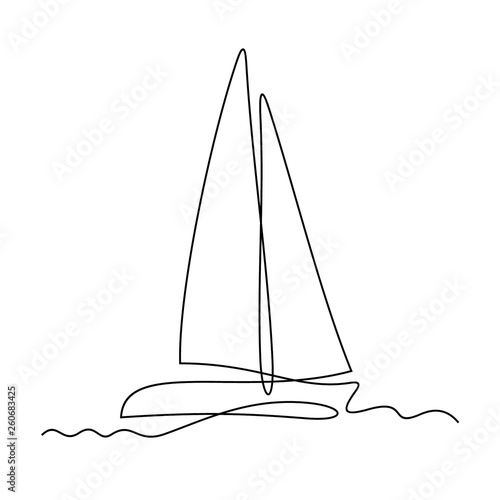 Yacht continuous line vector illustration