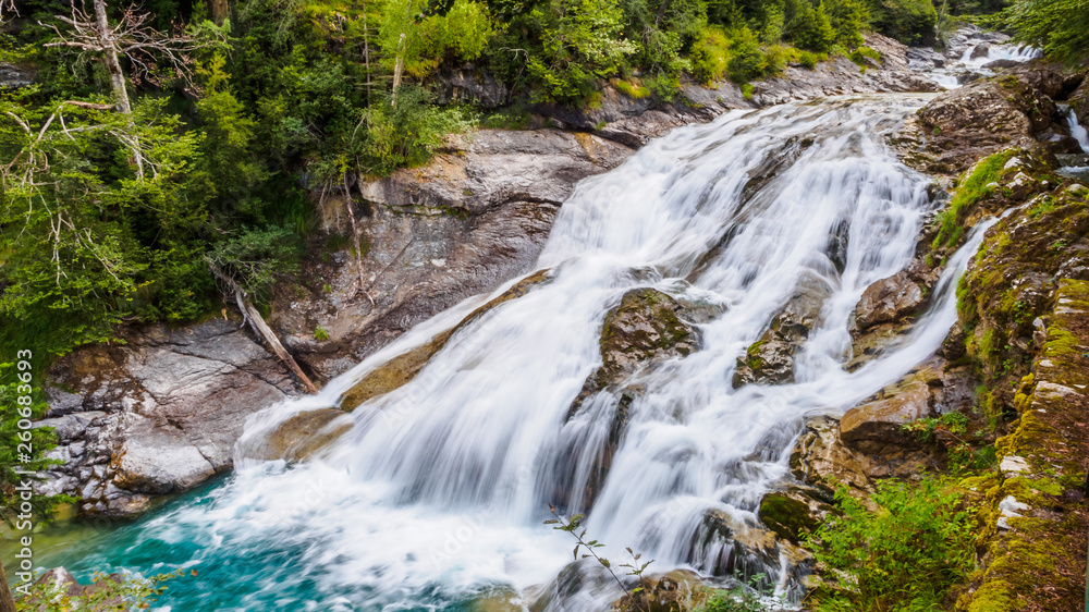 Waterfalls next to the trekking trails in the Ordesa y Monte Perdido National Park