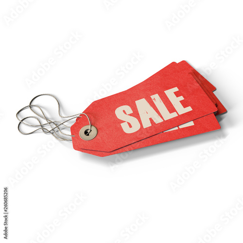Sale price tag labels stacked with ropes