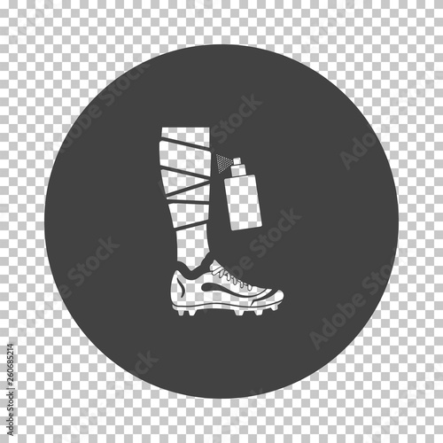 Soccer bandaged leg with aerosol anesthetic icon