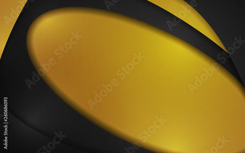Gold and black abstract line curve element background. Vector illustration copy space modern design concept.