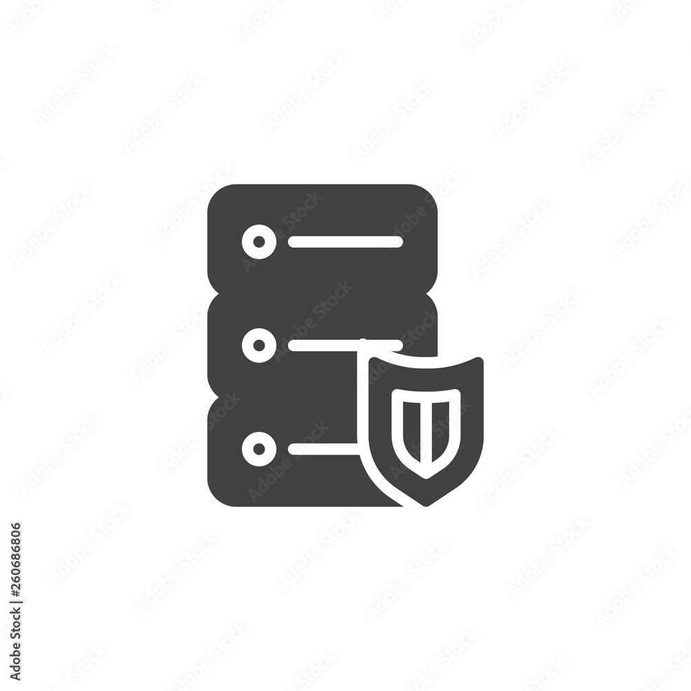 Database server security vector icon. Data protection filled flat sign for mobile concept and web design. Server shield glyph icon. Symbol, logo illustration. Pixel perfect vector graphics Database server security vector icon. Data protection filled flat sign for mobile concept and web design. Server shield glyph icon. Symbol, logo illustration. Pixel perfect vector graphics
