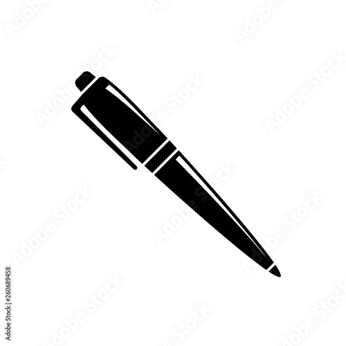 Ball pen silhouette icon. Clipart image isolated on white background