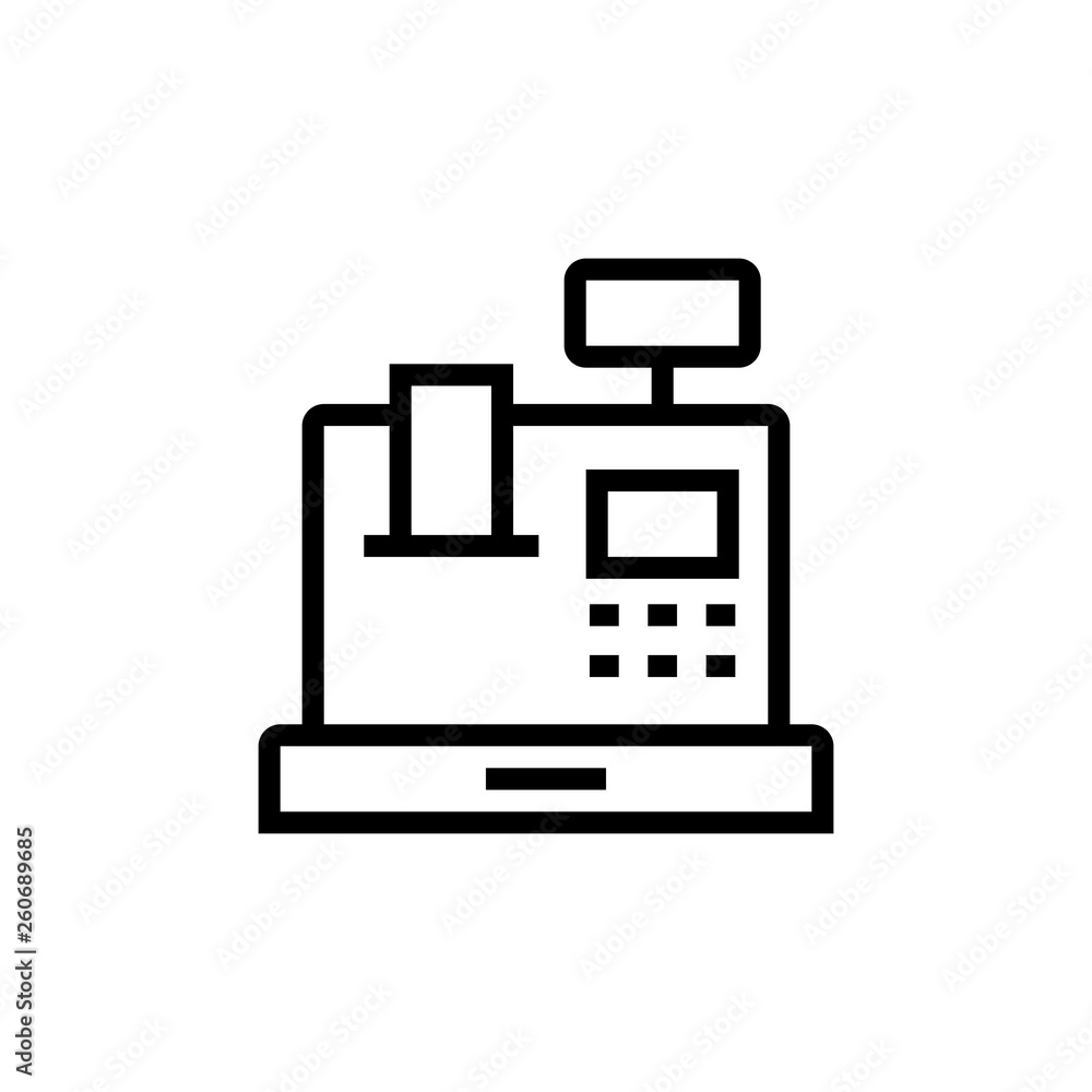 Cash till outline icon. Clipart image isolated on white background Cash till outline icon. Clipart image isolated on white background