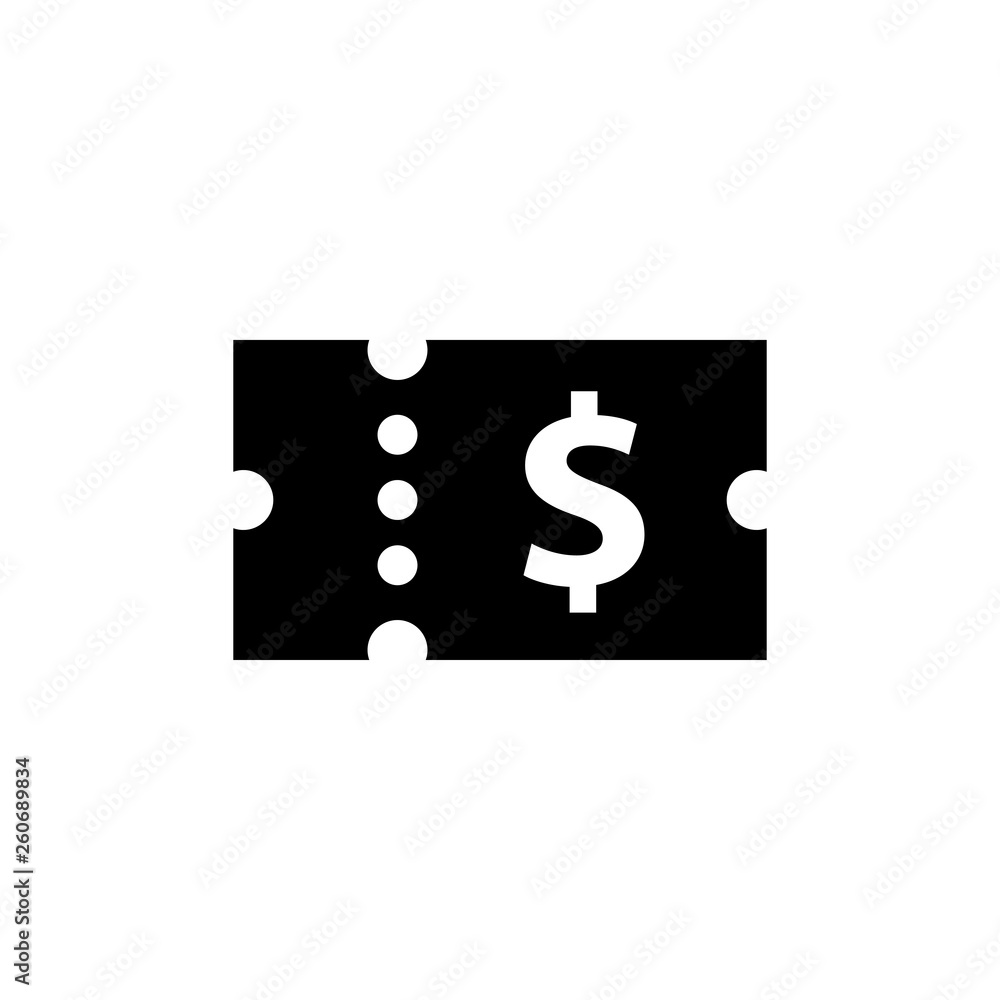 Cash voucher silhouette icon. Clipart image isolated on white background Cash voucher silhouette icon. Clipart image isolated on white background