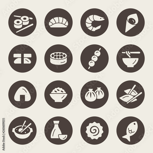Asian food vector icon set