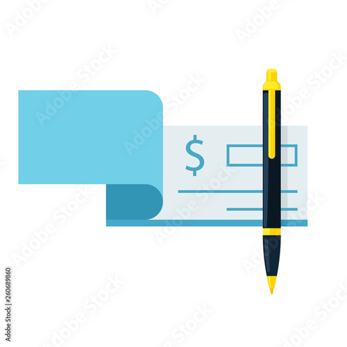 Cheque book and pen icon. Clipart image isolated on white background