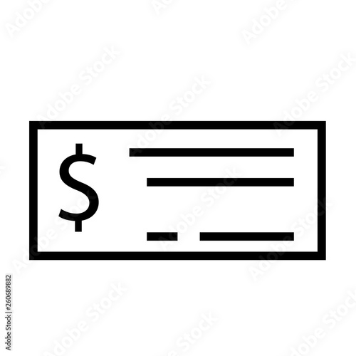 Cheque Deposit outline icon. Clipart image isolated on white background