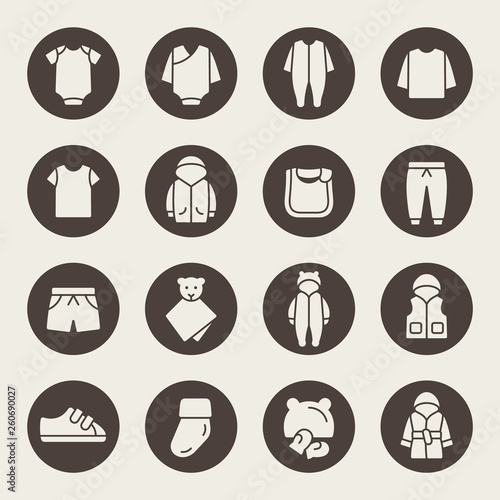 Baby clothing vector icon set