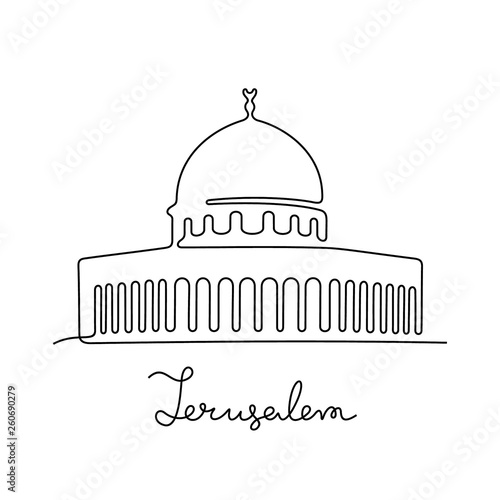 Jerusalem, The Dome of the Rock continuous line vector illustration photo