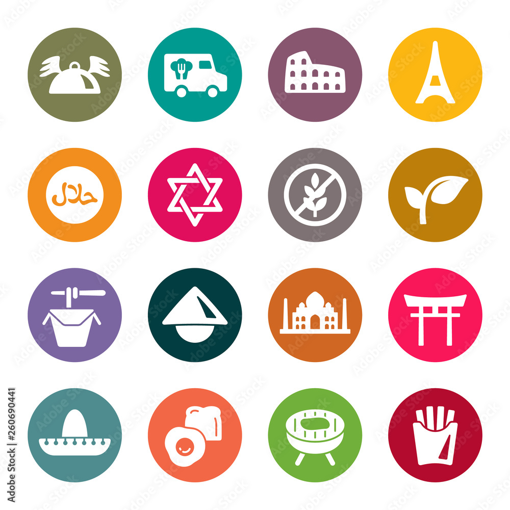 World food delivery service vector icons