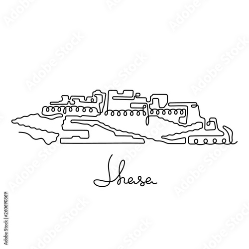 Lhasa, Tibet continuous line vector illustration