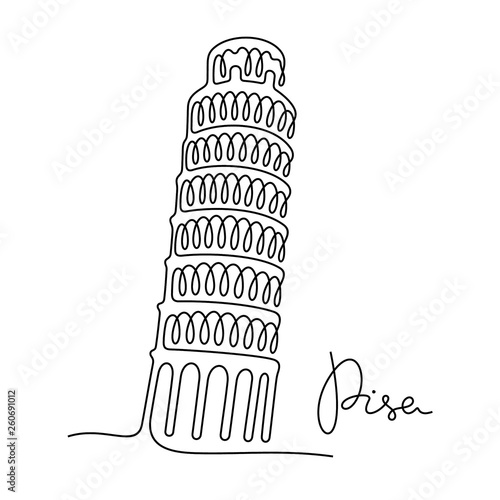 Pisa continuous line vector illustration