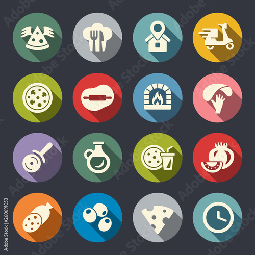 Pizza delivery vector icon set