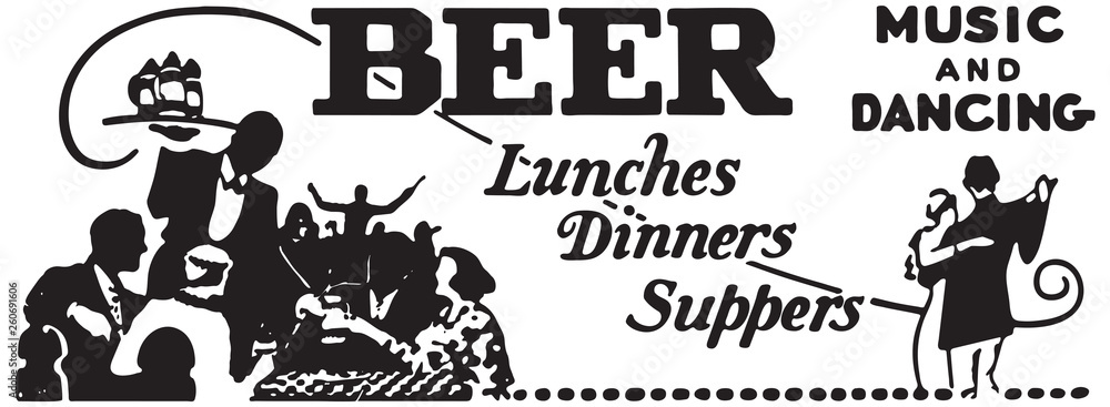 Beer Lunches Dinners Suppers - Retro Ad Art Banner