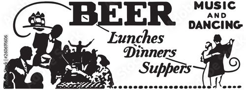 Beer Lunches Dinners Suppers - Retro Ad Art Banner