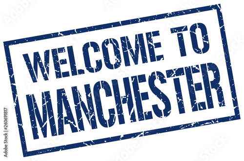 welcome to Manchester stamp
