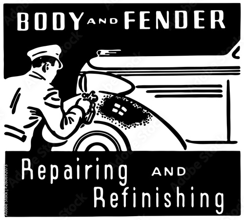 Body And Fender Repairing - Retro Ad Art Banner