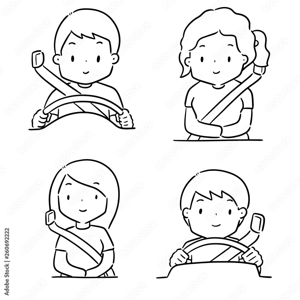 vector set of people use safety belt vector set of people use safety belt
