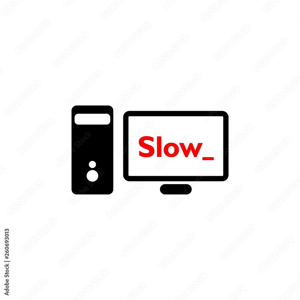 Slow computer icon or sign Slow computer icon or sign