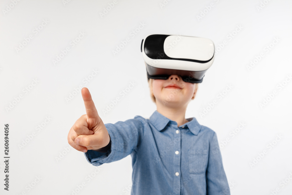 Child with virtual reality headset Child with virtual reality headset