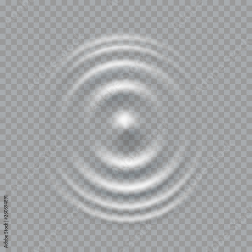 Ripple, splash water waves surface from drop isolated on transparent background. White sound impact effect top view. Vector circle water, liquid shampoo or gel swirl round texture template.