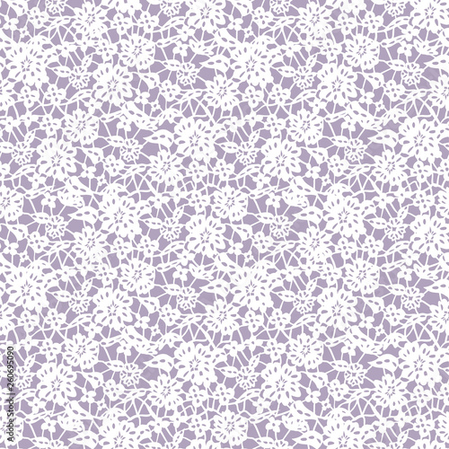 Seamless lilac lace background with floral pattern