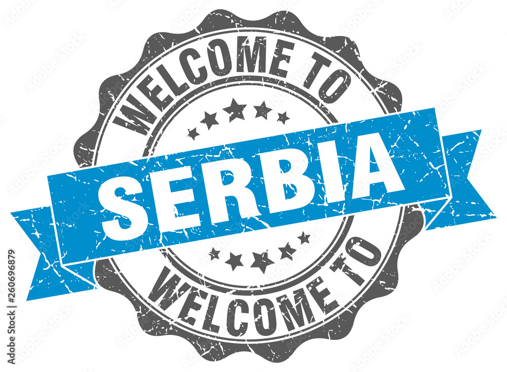Fototapeta premium Serbia round ribbon seal