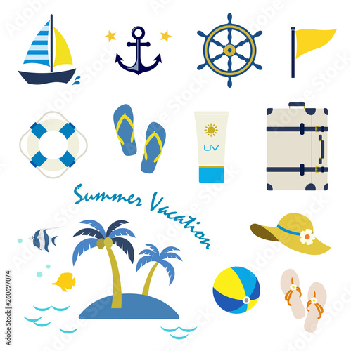 Summer sea icon set