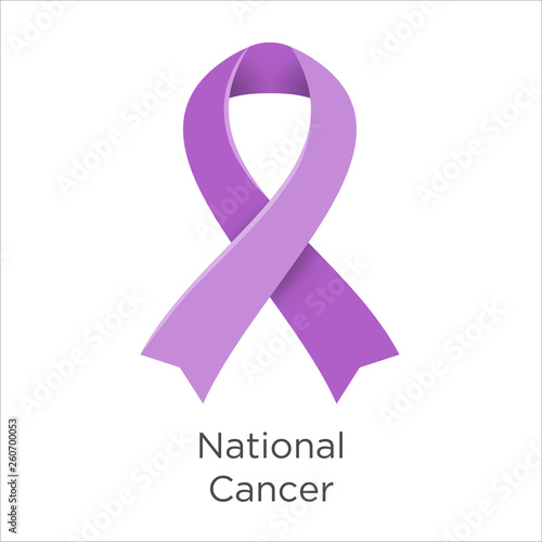National Cancer Prevention Month in USA America. Lavender ribbon Cancer Awareness Products. February. A sign of support for those living with all types of cancer.