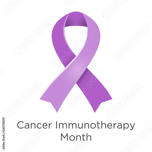 Cancer Immunotherapy Month in June. Lavender or violet color ribbon Cancer Awareness Products.