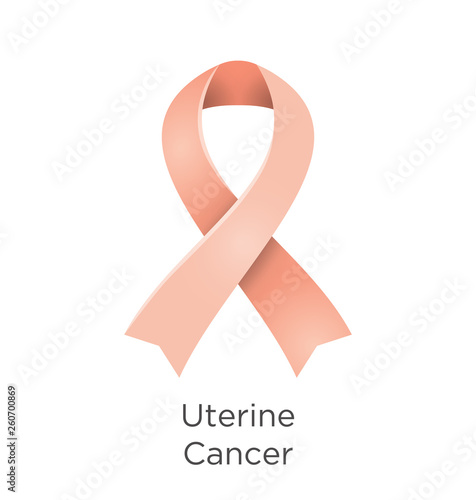 Uterine Cancer awareness month in September. Endometrial cancer and uterine sarcoma. Peach color ribbon Cancer Awareness Products.