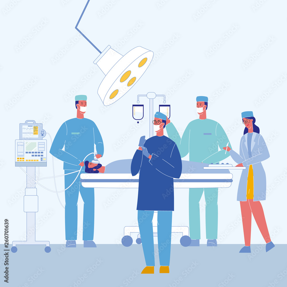 Surgeons in Operating Room Vector Illustration Surgeons in Operating Room Vector Illustration