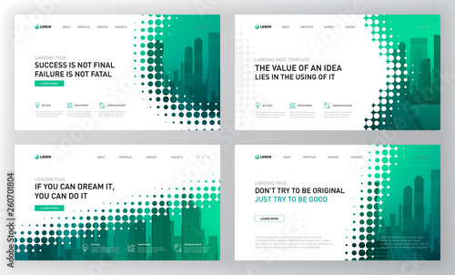 Landing page template for business and construction. Modern web page design concept layout for website, powerpoint template, keynote presentation, facebook banner, brochure cover, annual report.