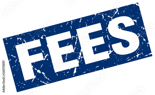 square grunge blue fees stamp