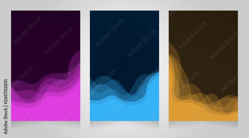 wave element and halftone design set. suitable for poster, business card, web and others. vector illustration