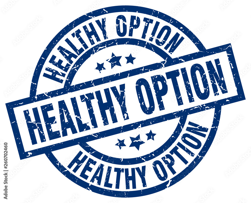 Fototapeta premium healthy option blue round grunge stamp